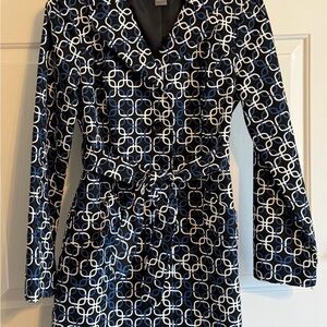 Ann Taylor Blue, White & Black Trench Coat